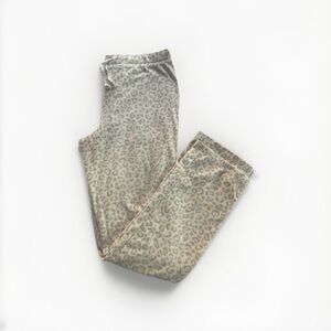 Old Navy Beige/Cream Cheetah Straight Leg Fleece Pajama Pants- Women’s LT
